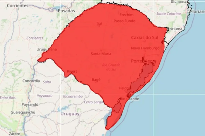 Capa Inmet emite alerta vermelho de tempestade para todo o Rio Grande do Sul
