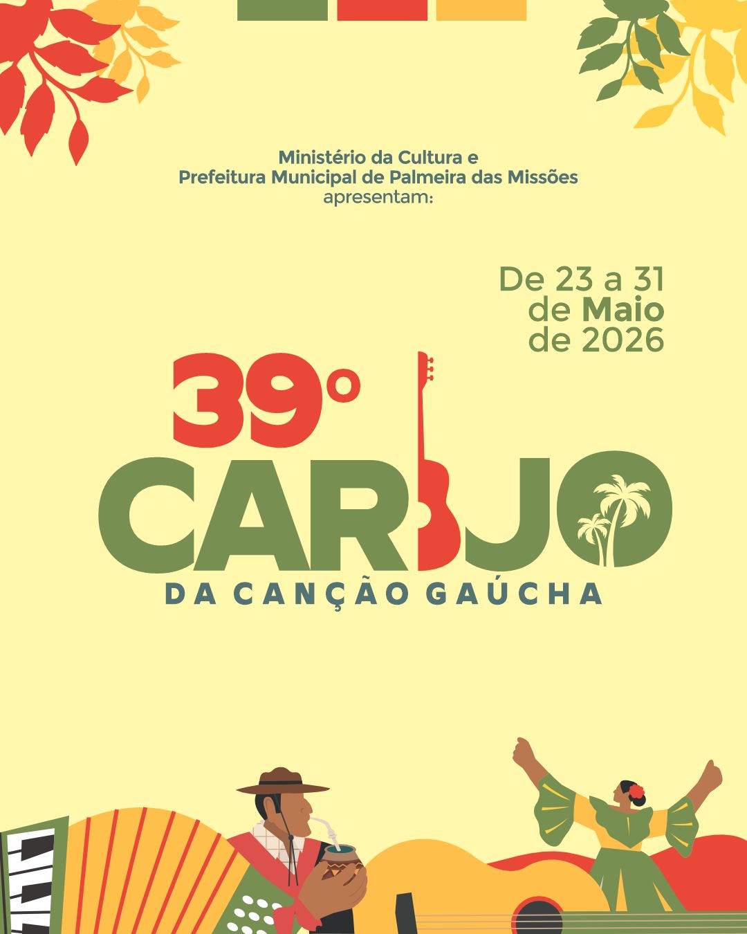 Capa 39º Carijo da Canção Gaúcha tem suas datas confirmadas em Palmeira das Missões