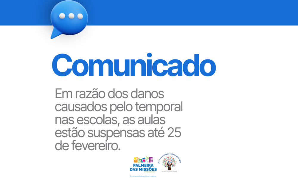 Capa Aulas da rede municipal são suspensas até 25 de fevereiro em Palmeira das Missões