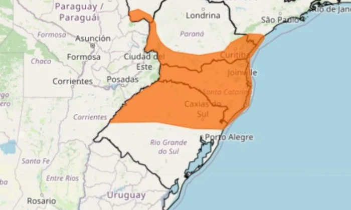 Capa Inmet emite alerta laranja de tempestade para a metade norte do RS