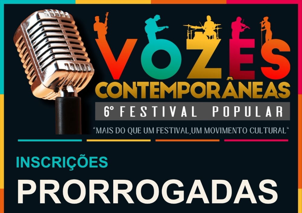 Capa Inscrições para o 6º Festival Popular Vozes Contemporâneas são prorrogadas